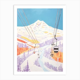 Lech Zurs Am Arlberg   Austria, Ski Resort Pastel Colours Illustration 1 Art Print