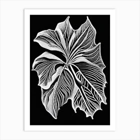 Sweet Violet Leaf Linocut Art Print