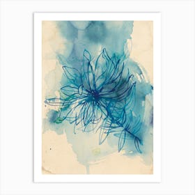 Blue Wash Flower Art Print