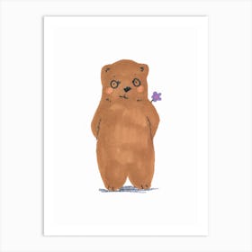 Bear With Flower Art Print