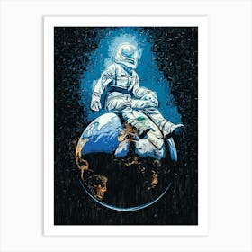 Astronaut On The Earth Art Print