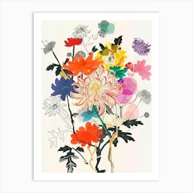 Chrysanthemum 1 Collage Flower Bouquet Art Print