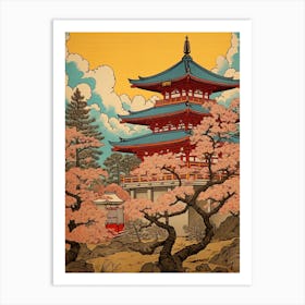 Nara Park, Japan Vintage Travel Art 2 Art Print