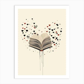 Book Heart Cream & Black 4 Art Print