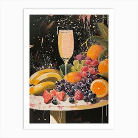 Prosecco & Fruit Art Deco 1 Art Print