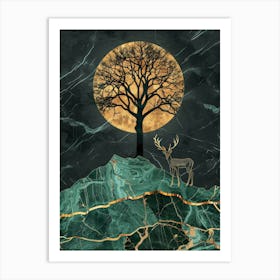 Moonlight Deer Art Print