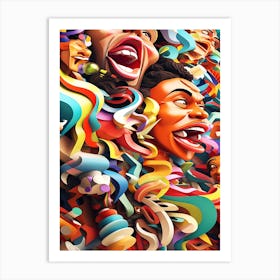 Doo Wop Wall - Abstract People Art Print