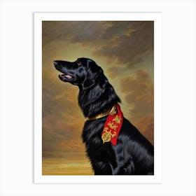 Flat Coated Retriever 3 Renaissance Portrait Oil Painting Art Print