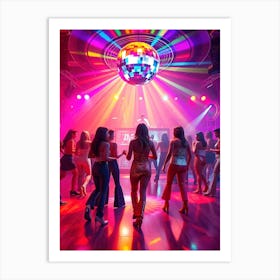 Disco Dancers In A Club Art Print