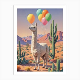 Llama With Balloons Art Print