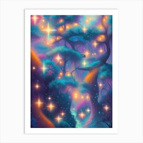 Fantasy Starry Night Forest Art Print