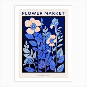 Blue Flower Market Poster Aconitum 1 Art Print