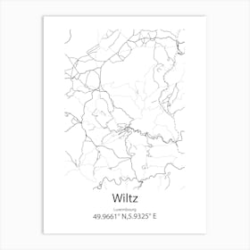 Wiltz,Luxembourg Minimalist Map Art Print