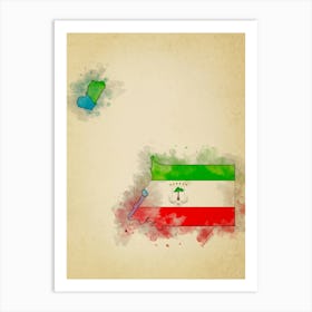 Equatorial Guinea Flag Vintage Art Print