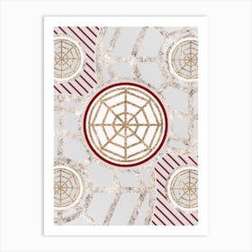 Geometric Abstract Glyph in Festive Gold Silver and Red n.0067 Art Print