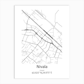 Nivala,Finland Minimalist Map Art Print