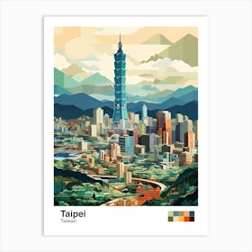Taipei,Taiwan, Geometric Illustration 3 Poster Art Print