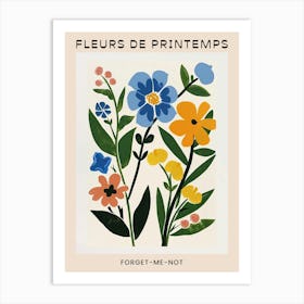 Spring Floral French Poster  Forget Me Not 4 Art Print