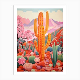 Cactus In The Desert Painting Bishops Cap Cactus 2 Art Print