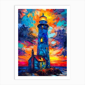 Lighthouse At Sunset 2 Art Print