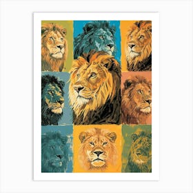 Asiatic Lion Lion In Different Seasons Fauvist Painting 1 Art Print