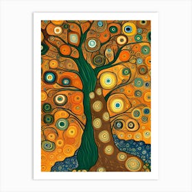 Artistic Symphony Tree Of Life By Klimt And Van Gogh Art Print