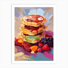 Pancake With Berries Oil Painting 2 Art Print