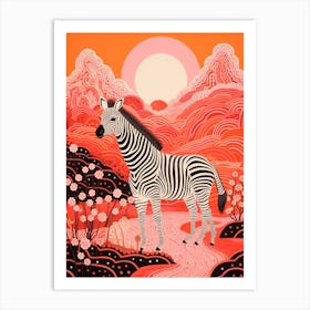 Zebra Orange & Pink Pattern 1 Art Print