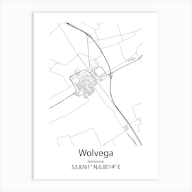 Wolvega,Netherlands Minimalist Map Art Print