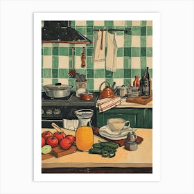 In The Kitchen Retro Illustration 1 Art Print
