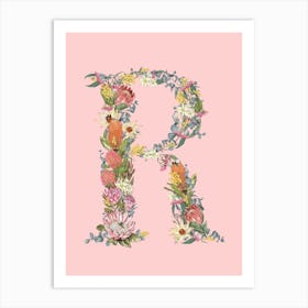 R Pink Alphabet Letter Art Print