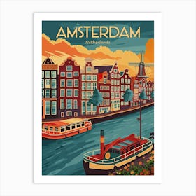 Amsterdam Vintage Travel Poster Art Print