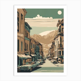 Retro City Street VECTOR ART Art Print