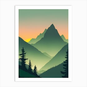 Misty Mountains Vertical Composition In Green Tone 214 Art Print