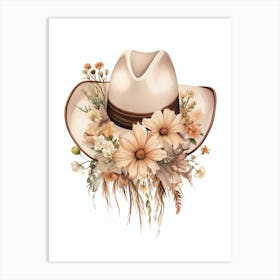 Cowgirl Hat With Flowers 2 Art Print