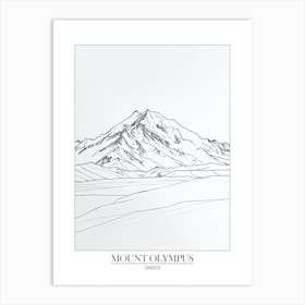 Mount Olympus Greece Line Drawing 3 Poster Art Print
