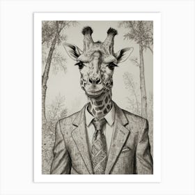 Giraffe In Suit 7 Art Print