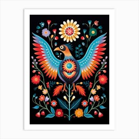 Folk Bird Illustration Falcon 1 Art Print