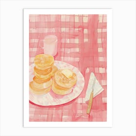 Pink Breakfast Food Crumpets 3 Art Print