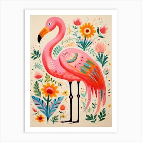 Pink Scandi Flamingo 4 Art Print
