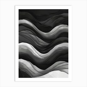 Abstract Black And White Waves Art Print