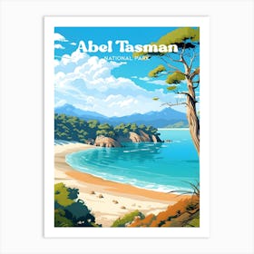 Abel Tasman National Park Poster New Zealand Travel Illustration Art Print
