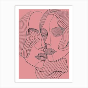 Simplicity Pink Lines Woman Abstract 7 Art Print
