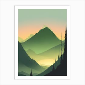 Misty Mountains Vertical Composition In Green Tone 12 Art Print