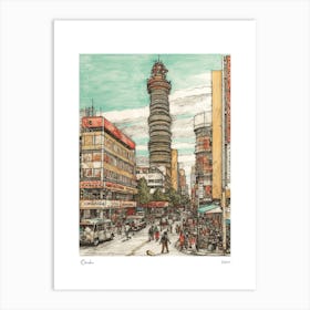 Osaka Japan Drawing Pencil Style 1 Travel Poster Art Print