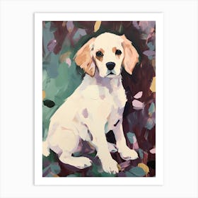 A Cavalier King Charles Spaniel Dog Painting, Impressionist 4 Art Print
