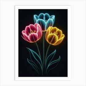 Neon Tulips 1 Art Print