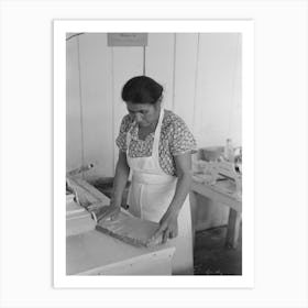 Mexican Woman Flattening And Shaping Tortillas Between Two Boards Hinged Together, San Antonio, Texas By Russell Art Print