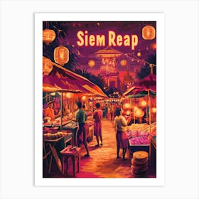 Aihrgdesign A 1970s Inspired Travel Poster For Siem Reap Art Print