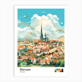 Warsaw, Poland, Geometric Illustration 3 Poster Art Print